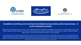 Feasibility of Omitting Outer Renorrhaphy During Robotic Partial Nephrectomy