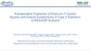Perioperative Outcomes of Roux-en-Y Gastric Bypass and Sleeve Gastrectomy in Type 2 Diabetics: A MBSAQIP Analysis