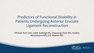 Predictors of Functional Disability in Patients Undergoing Anterior Cruciate Ligament Reconstruction