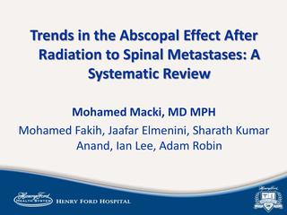 Trends in the Abscopal Effect After Radiation to Spinal Metastases: A Systematic Review