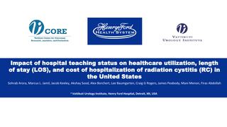 Impact of Hospital Teaching Status on Healthcare Utilization, Length of Stay (LOS), and Cost of Hospitalization of Radiation Cystitis (RC) in the United States