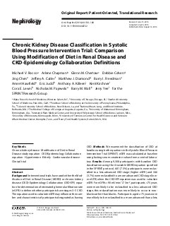 Chronic Kidney Disease Classification in Systolic Blood Pressure Intervention Trial: Comparison Using Modification of Diet in Renal Disease and CKD-Epidemiology Collaboration Definitions