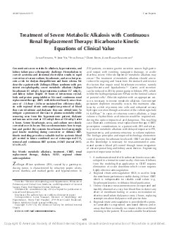 Treatment of Severe Metabolic Alkalosis with Continuous Renal Replacement Therapy: Bicarbonate Kinetic Equations of Clinical Value