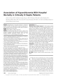 Association of Hyperchloremia With Hospital Mortality in Critically Ill Septic Patients