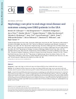 Nephrology care prior to end-stage renal disease and outcomes among new ESRD patients in the USA