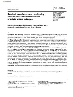Sentinel Vascular Access Monitoring After Endovascular Intervention Predicts Access Outcome