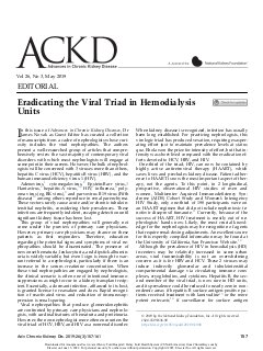 Eradicating the Viral Triad in Hemodialysis Units