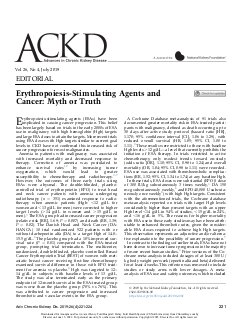 Erythropoiesis-Stimulating Agents and Cancer: Myth or Truth