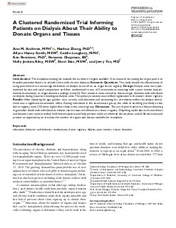 A Clustered Randomized Trial Informing Patients on Dialysis About Their Ability to Donate Organs and Tissues
