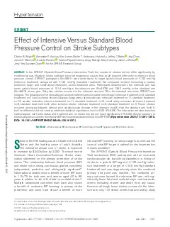 Effect of Intensive Versus Standard Blood Pressure Control on Stroke Subtypes