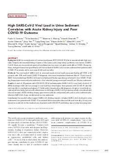 High SARS-CoV-2 Viral Load in Urine Sediment Correlates with Acute Kidney Injury and Poor COVID-19 Outcome