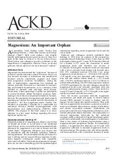 Magnesium: An Important Orphan
