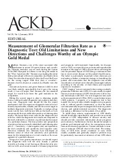 Measurement of Glomerular Filtration Rate as a Diagnostic Test: Old Limitations and New Directions and Challenges Worthy of an Olympic Gold Medal
