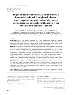 High sodium continuous veno-venous hemodialysis with regional citrate anticoagulation and online dialysate generation in patients with acute liver failure and cerebral edema