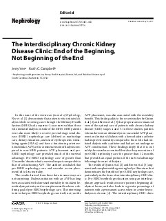 The Interdisciplinary Chronic Kidney Disease Clinic: End of the Beginning, Not Beginning of the End