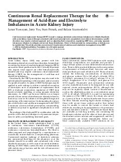 Continuous Renal Replacement Therapy for the Management of Acid-Base and Electrolyte Imbalances in Acute Kidney Injury