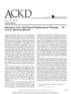 Intensive Care Unit Renal Replacement Therapy: Less Is More (or Better)