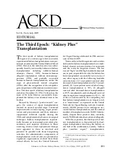 The Third Epoch: "Kidney Plus" Transplantation