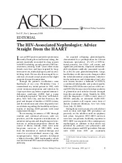 The HIV-Associated Nephrologist: Advice Straight From the HAART