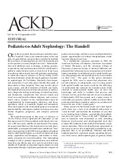 Pediatric-to-Adult Nephrology: The Handoff