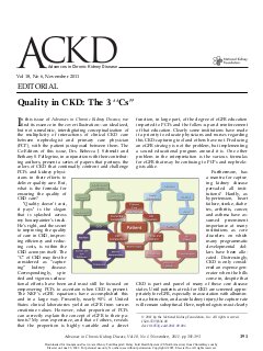 Quality in CKD: The 3 "Cs"
