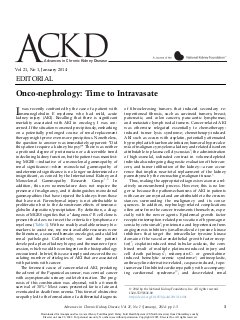 Onco-nephrology: Time to Intravasate