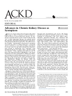 Advances in Chronic Kidney Disease as Syntopicon
