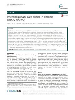 Interdisciplinary care clinics in chronic kidney disease Epidemiology and Health Outcomes