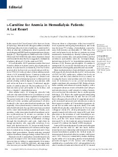 L-carnitine for anemia in hemodialysis patients: A last resort