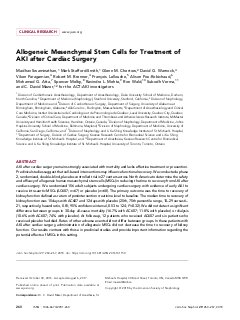 Allogeneic mesenchymal stem cells for treatment of AKI after cardiac surgery