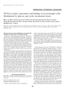 TGF-β receptor expression and binding in rat mesangial cells: Modulation by glucose and cyclic mechanical strain