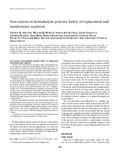 Iron sucrose in hemodialysis patients: Safety of replacement and maintenance regimens