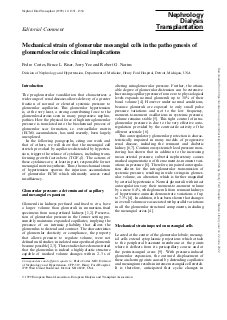 Mechanical strain of glomerular mesangial cells in the pathogenesis of glomerulosclerosis: Clinical implications