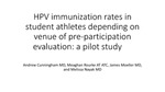 HPV immunization rates in student athletes depending on venue of pre-participation evaluation: a pilot study by Andrew Cunningham, Meaghan Rourke, James Moeller, and Melissa Nayak